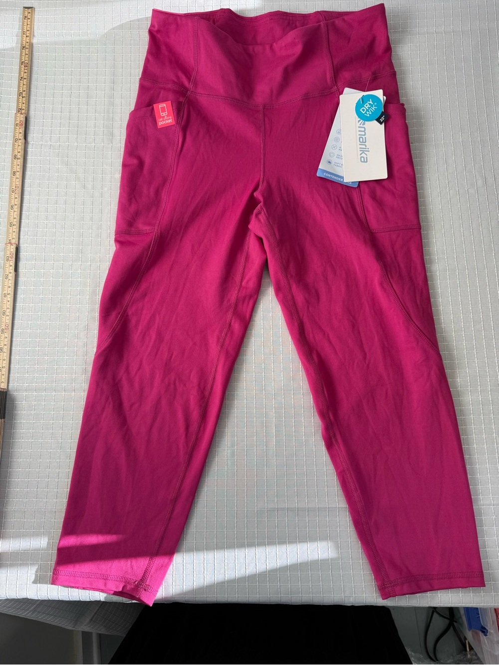 Marika Fit Contender Luxe Pink Ankle Leggings XL Cell Phone Pocket